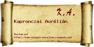 Kapronczai Aurélián névjegykártya