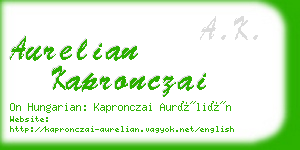 aurelian kapronczai business card